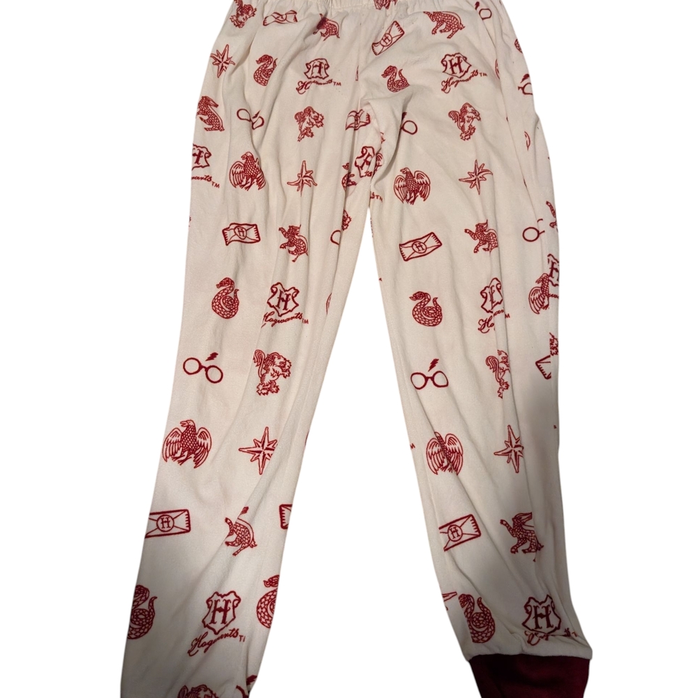 White and Red Floral Pajama Bottoms